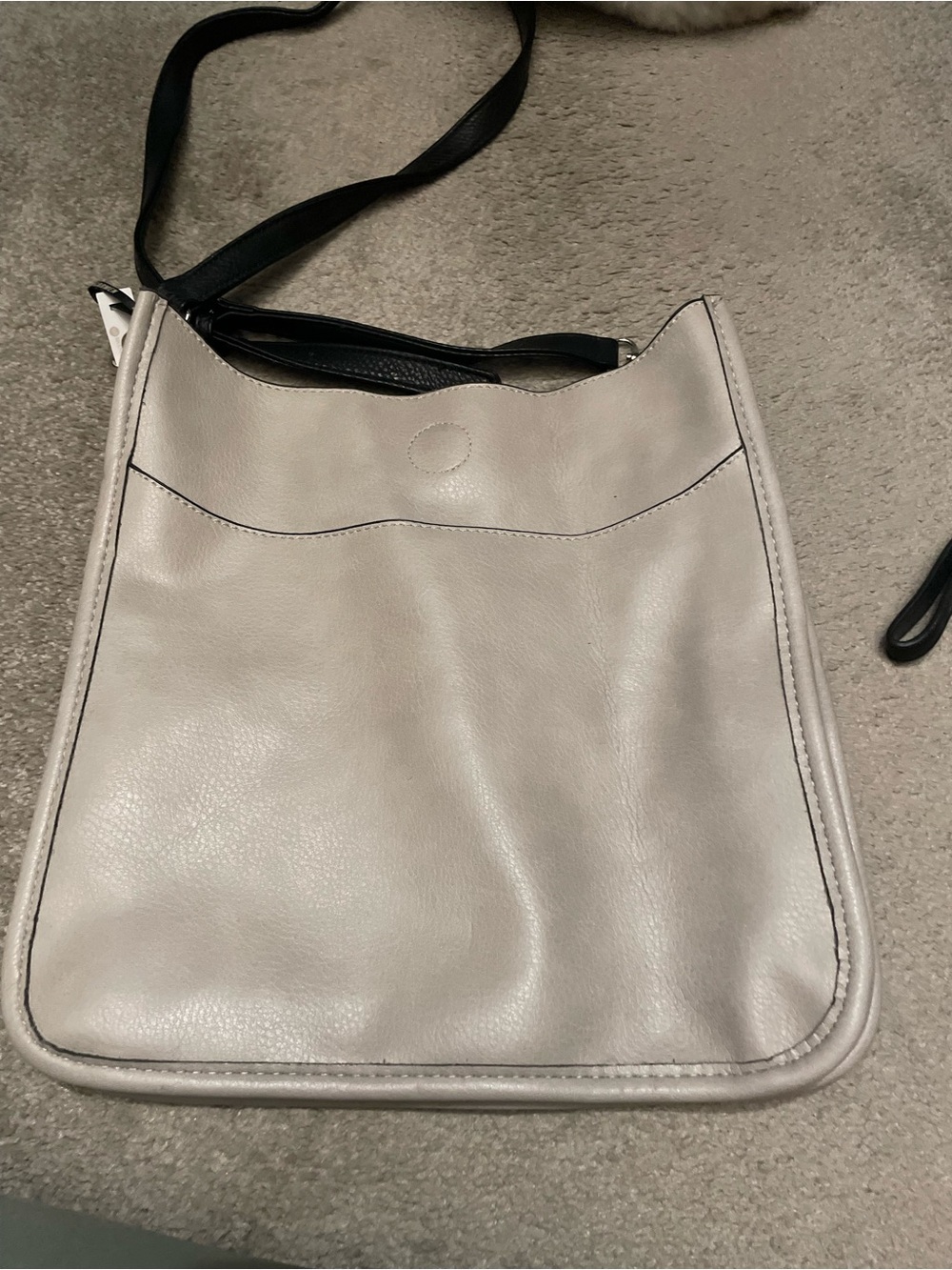 Grayish cream like leather Crossbody Bag with Magnetic Snap